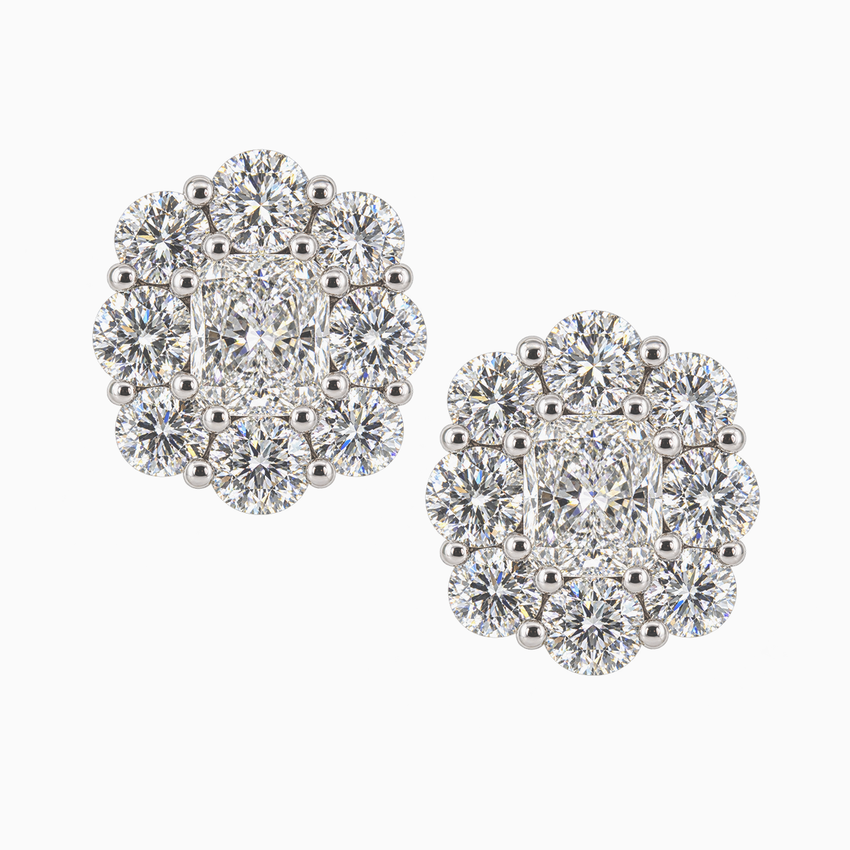 Platinum Diamond Cluster Earrings